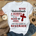 Never underestimate a grandma November birthday shirts, a queen was born in November, November shirts for Woman