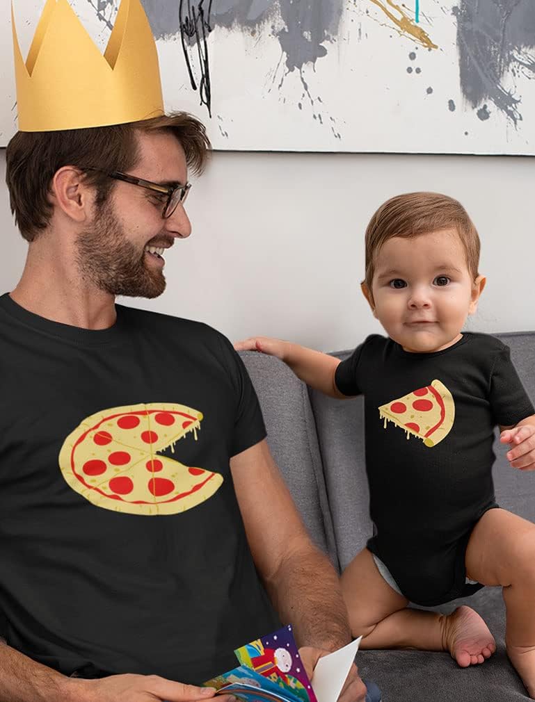 Pizza Pie & Slice Fathers Day Daddy and Me Outfits Gifts for New Dads Matching Dad Shirt Baby Bodysuit