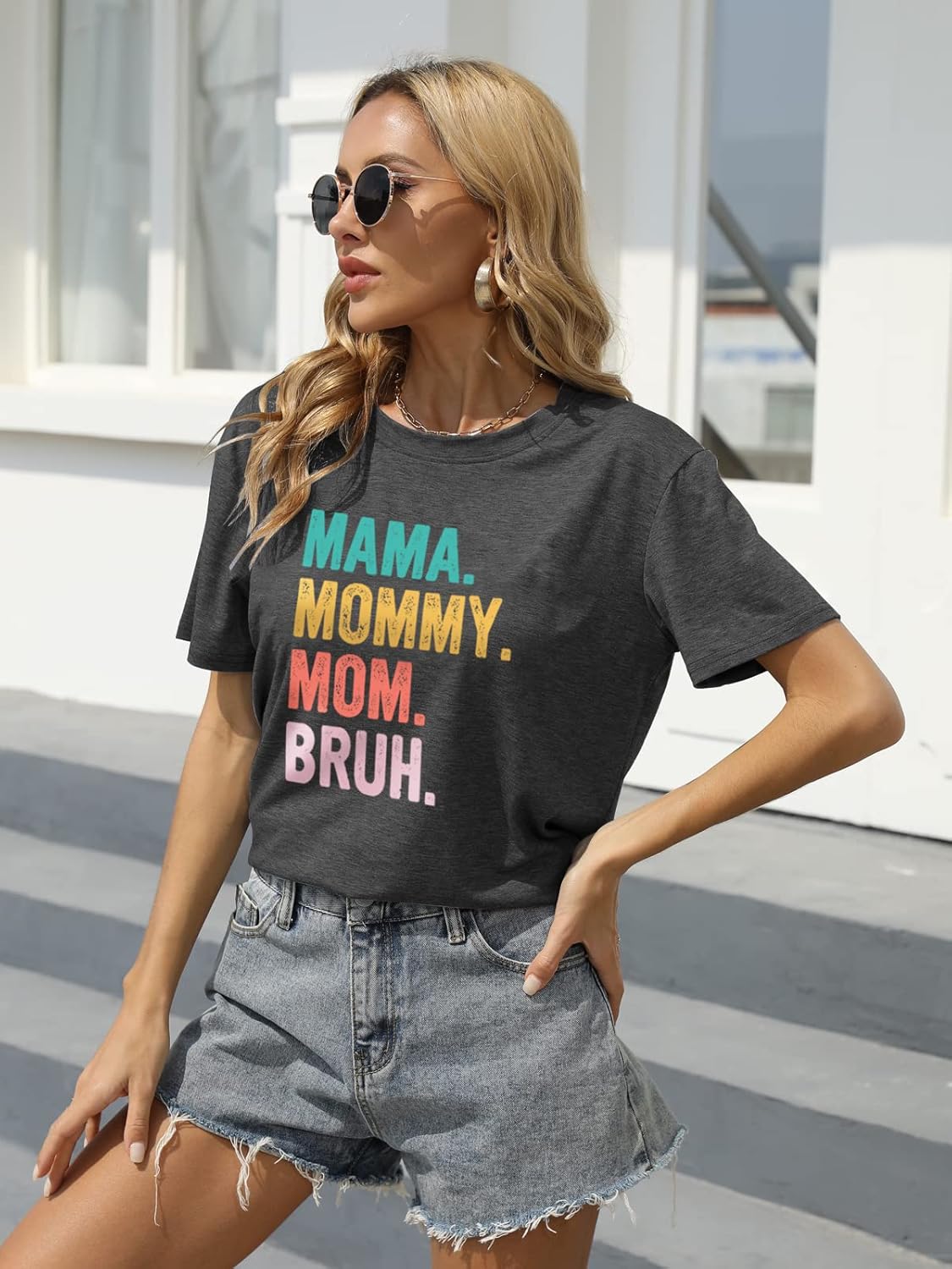 Mama Shirt for Women Mama Mommy Mom Bruh Mother's Day T Shirts Funny Short Sleeve Casual Tops Tees Mother Shirt