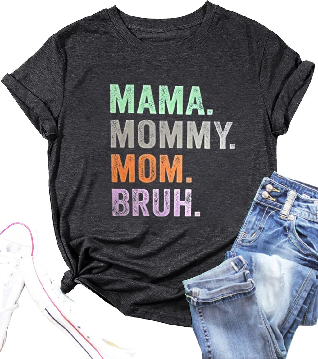 Mama Shirts for Women Mothers Day Mama Mommy Mom Bruh Graphic T Shirts Casual Tops Tee Gifts
