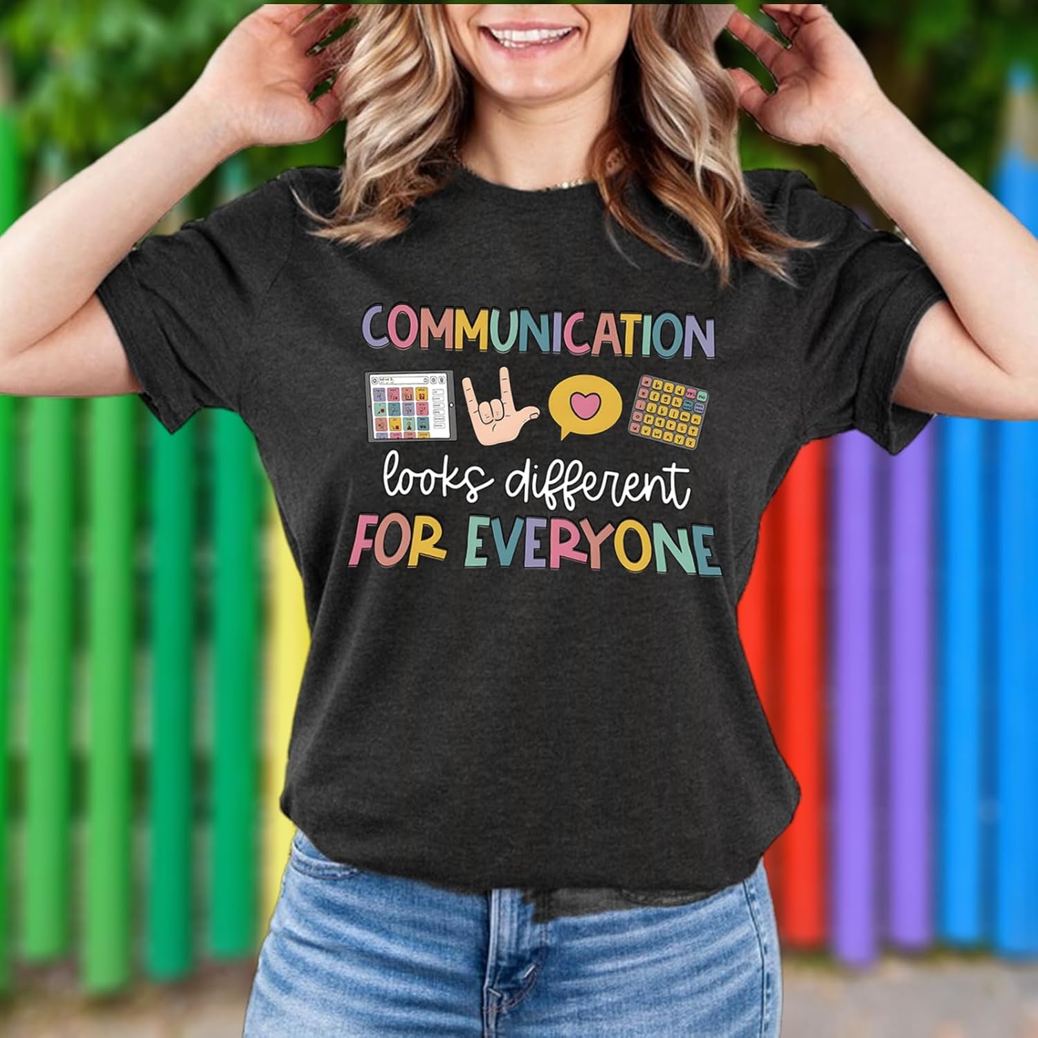 Teacher Shirts for Women Autism Speech Therapy T-Shirt Special Education Mental Health Teacher T-Shirt SLP Graphic Tee Top