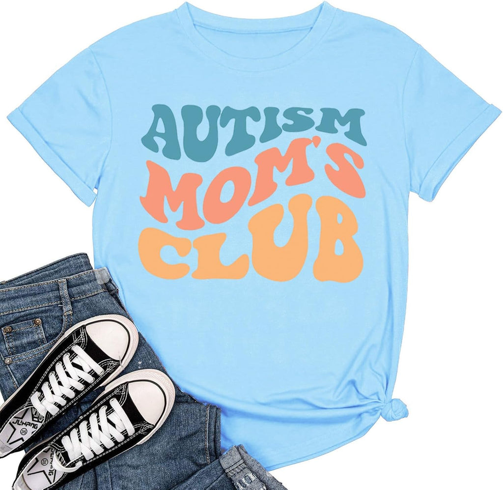 YZMI Autism Awareness Shirt Womens Autism Acceptance Month Grahic Short Sleeve Tee Tops