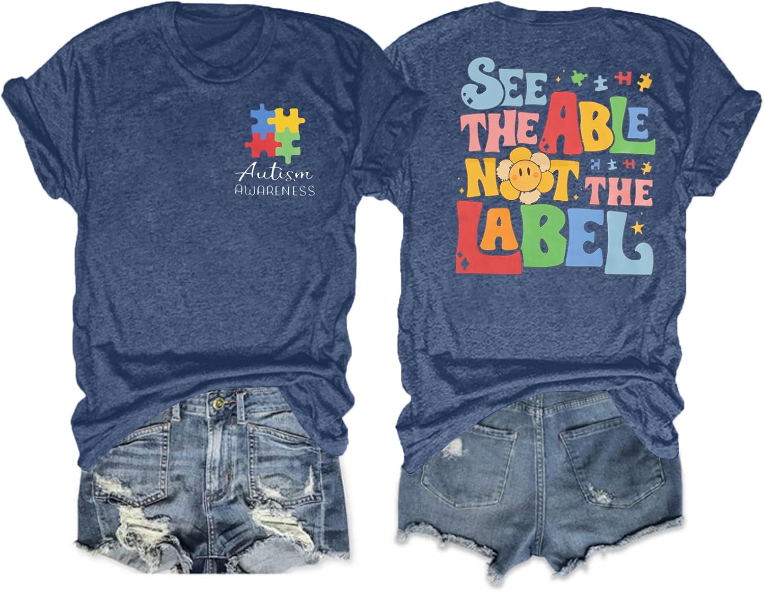 Autism Awareness Shirt Women See The Able Not The Label Autism Shirt Casual Inspirational Short Sleeve Positive Tee Tops