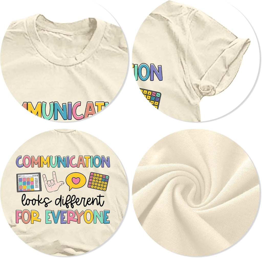 HQP Autism Awareness Shirt Women Teacher Speech Therapy T-Shirts Special Education Teacher Short Sleeve Tops