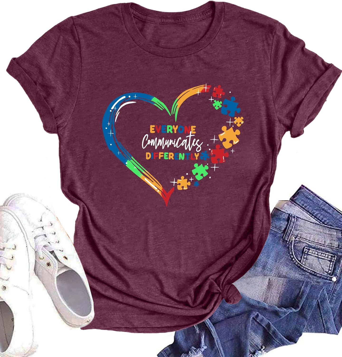 Autism Awareness Shirt Women : Be Kind Autism T Shirts Puzzle Graphic Autistic Support Tee Autism Acceptance Tops