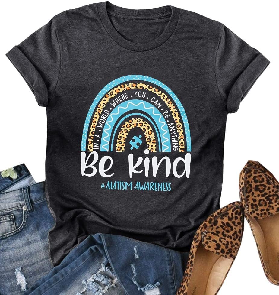Autism Awareness Shirts Women Autistic Support Shirt Mental Health Top Puzzle Piece Special Education Teacher Tee