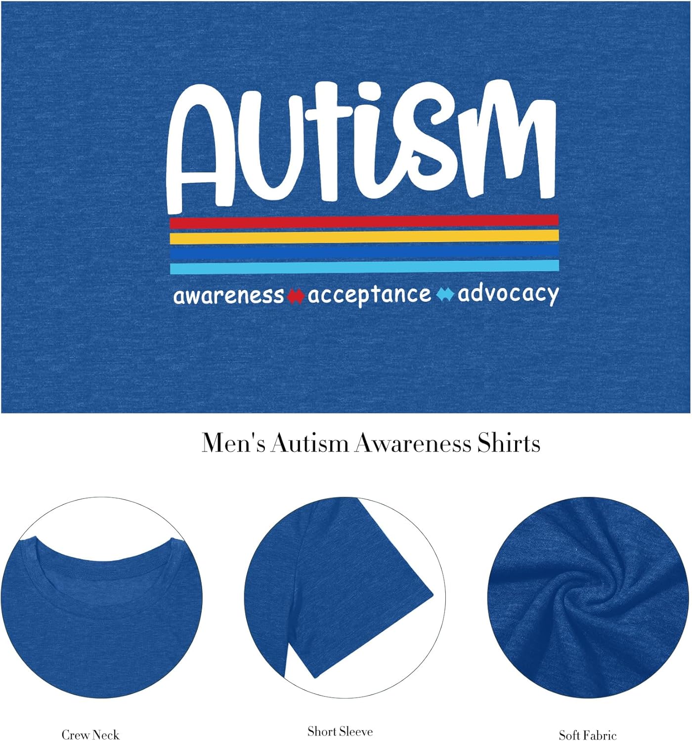 PICKID Autism Awareness Shirt Men Autism T Shirt Autism Acceptance Shirt Be Kind Inspirational Tee Autism Support Tops