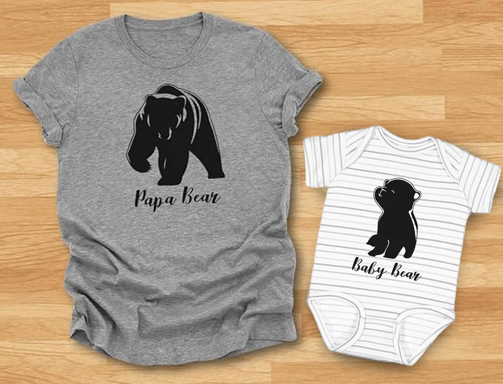 Tstars Papa & Baby Bear Dad and Son Daughter Matching Shirts Fathers Day New Dads Gift Father and Infant Shirt Set