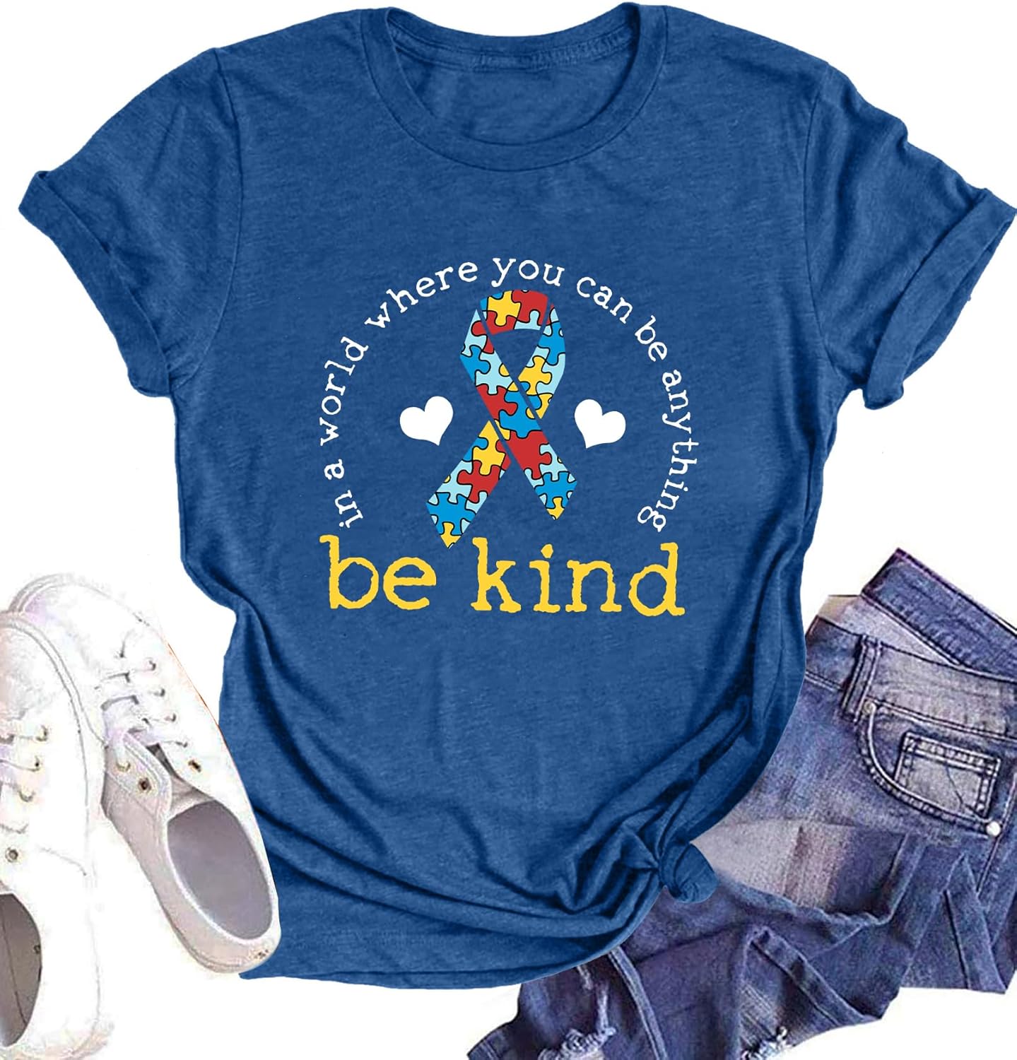 Autism Awareness Shirt Women : Be Kind Autism T Shirts Puzzle Graphic Autistic Support Tee Autism Acceptance Tops