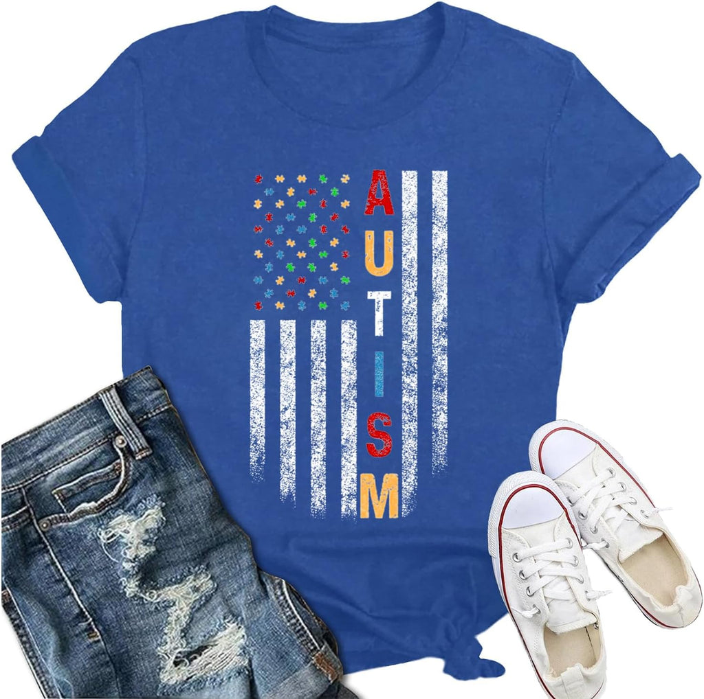 IFQ Autism Awareness Shirt for Women Autistic Support ASD T-Shirt Special Education Tee