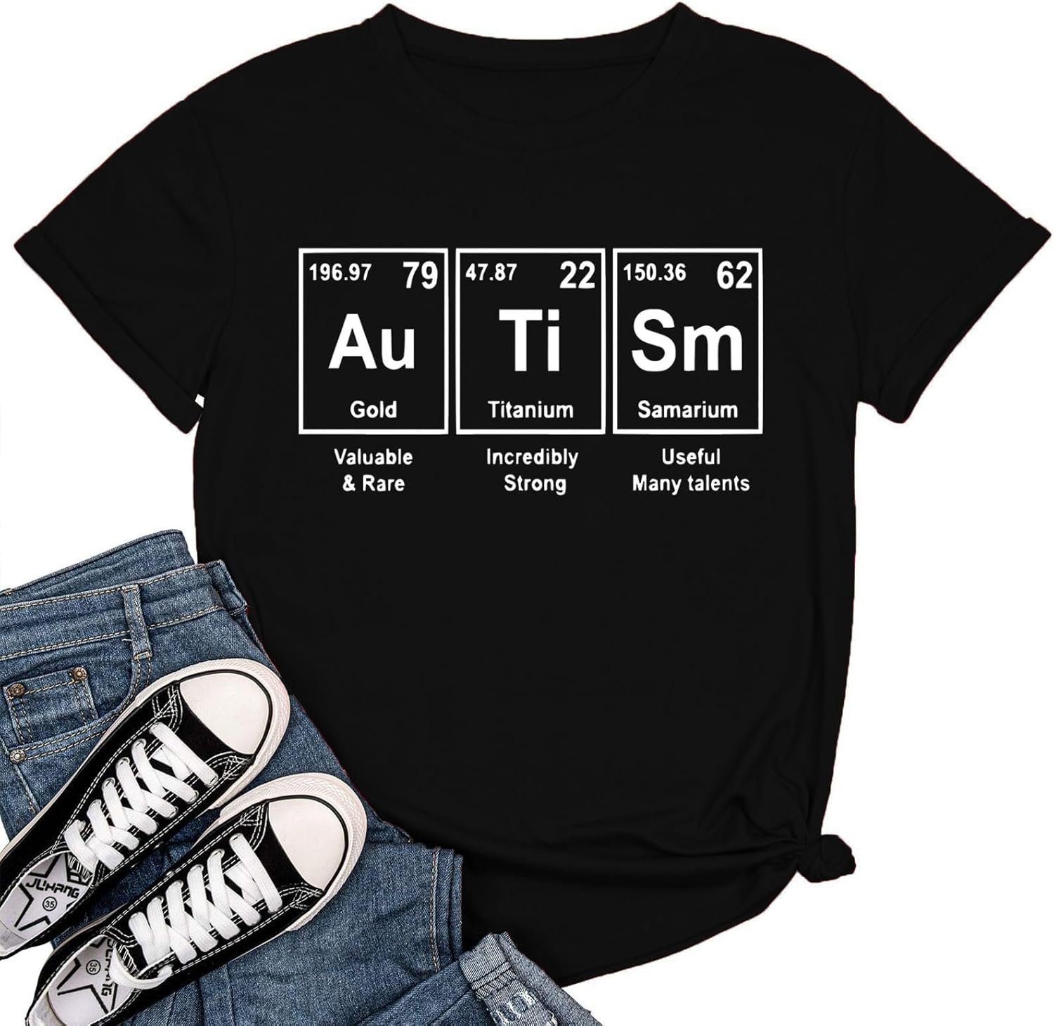 YZMI Autism Awareness Shirt Womens Autism Acceptance Month Grahic Short Sleeve Tee Tops