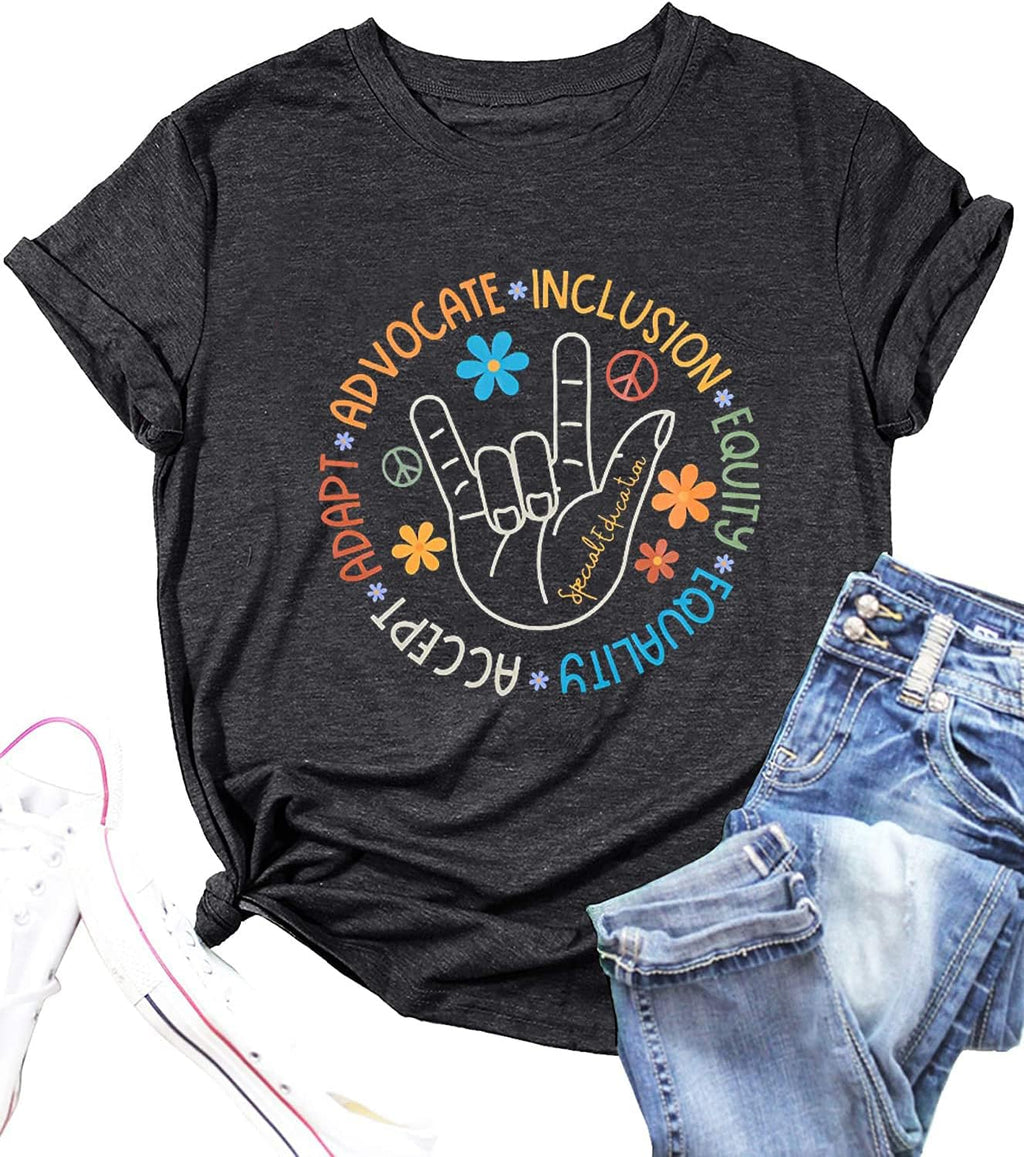 Everyone Communicates Differently T-Shirt Women Autism Awareness Shirt Autistic Support Shirt Funny Letter Print Tees
