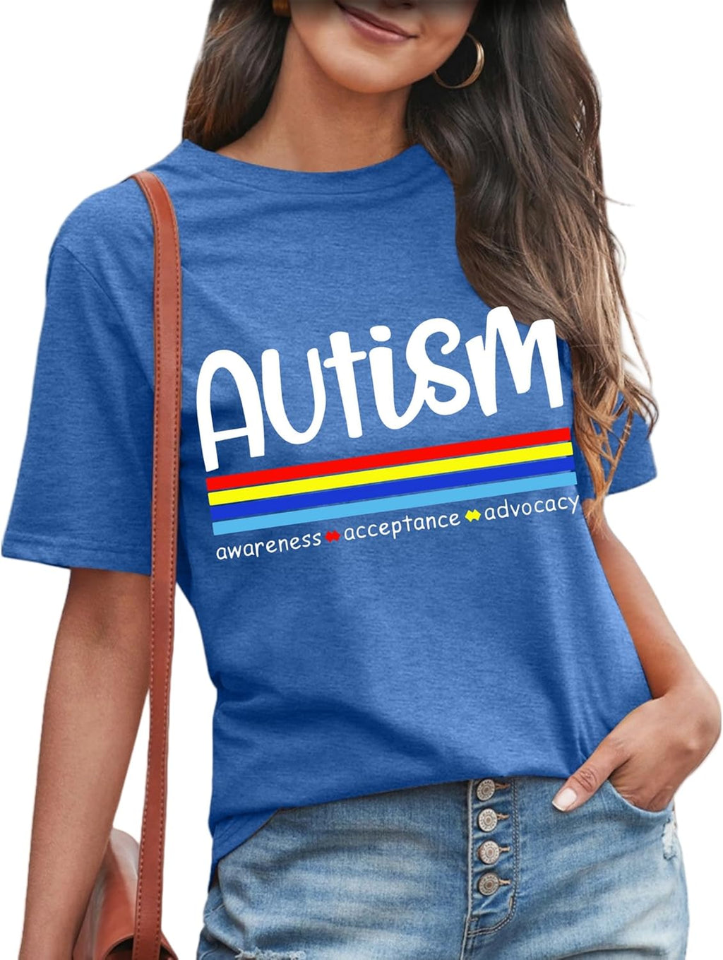 Autism Awareness Shirt Womens Autism Shirts Autistic Support Tshirt Acceptance Inspirational Mom Short Sleeve Tops