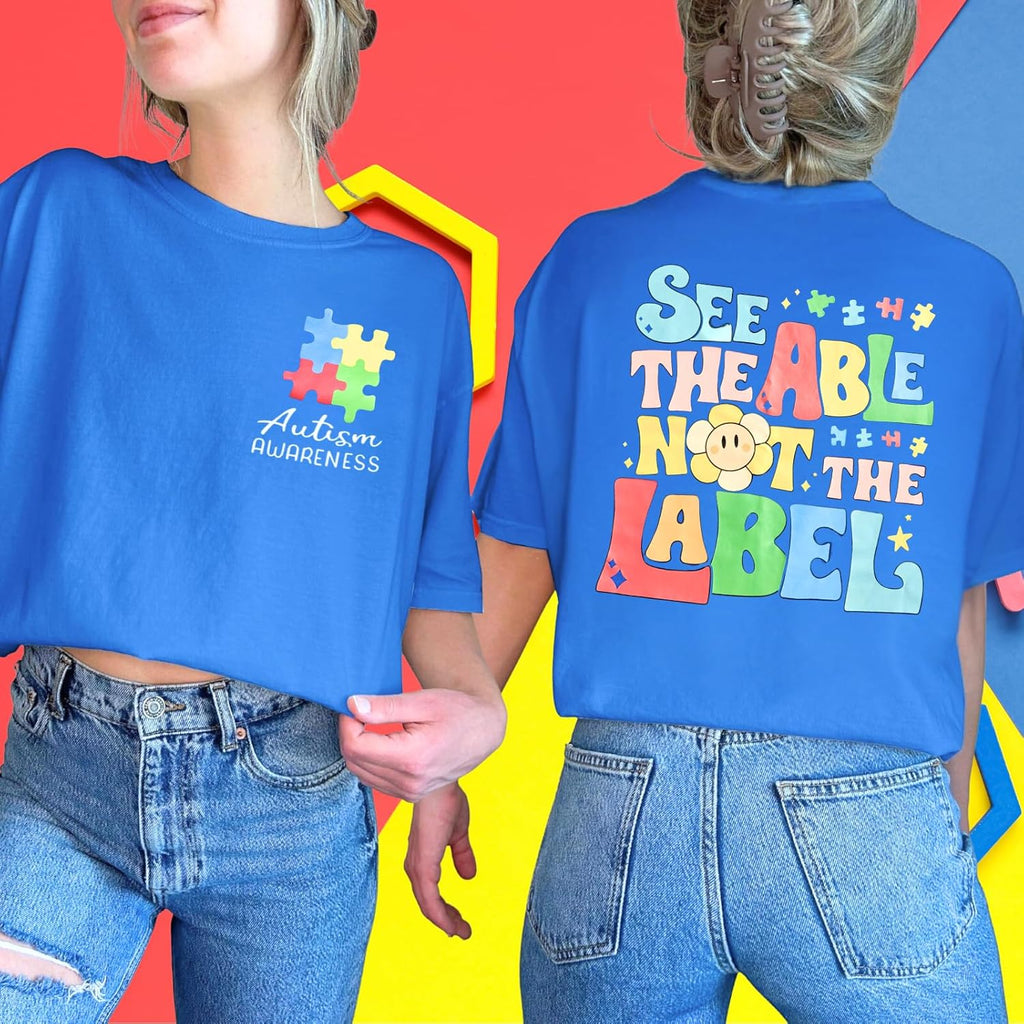 Autism Shirts for Women Autism Awareness T Shirt in April We Wear Blue Casual Tee Top