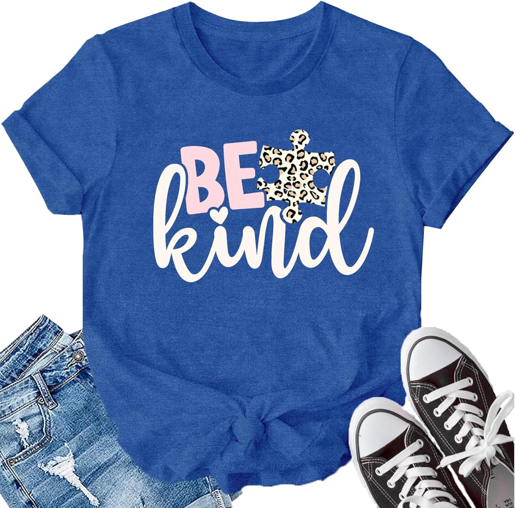 LBP Autism Awareness Shirt for Women Mental Health T-Shirt Be Kind Autism Tee Inspirational Tops