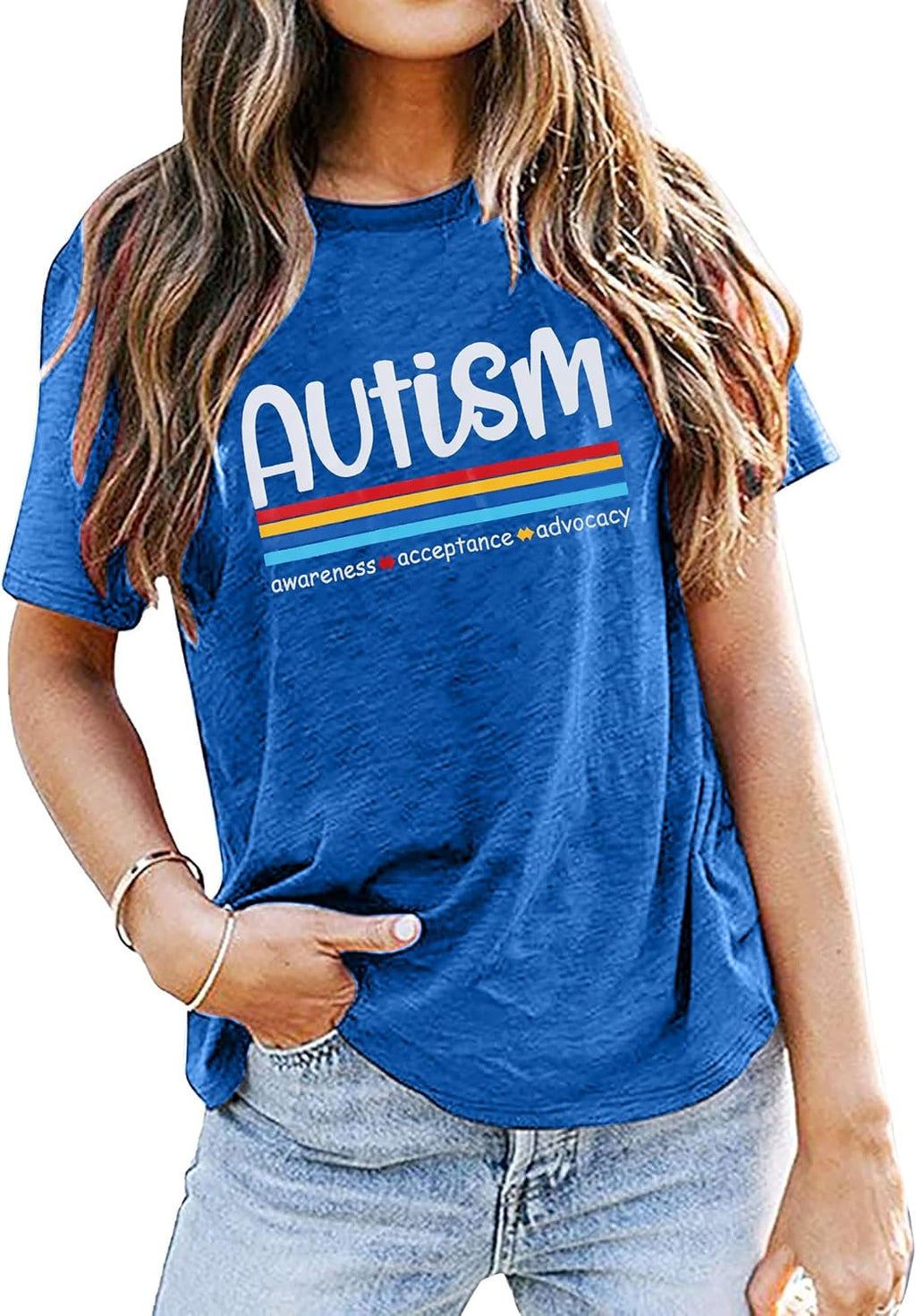 Autism Aawareness Shirt Women Autism Acceptance Shirts Mental Health Tees Casual Inspirational Short Sleeve Tee Tops
