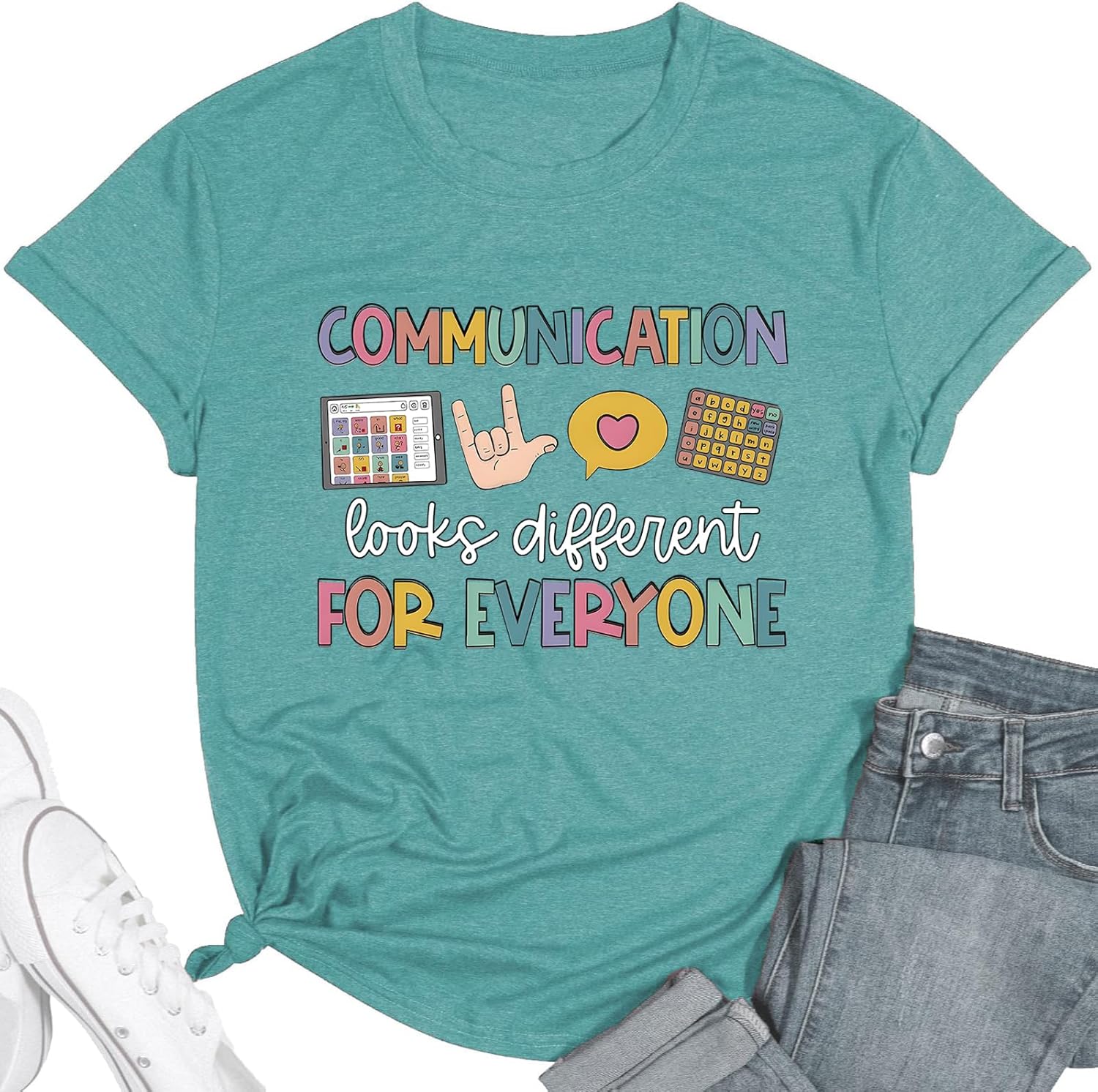 Teacher Shirts for Women Autism Speech Therapy T-Shirt Special Education Mental Health Teacher T-Shirt SLP Graphic Tee Top
