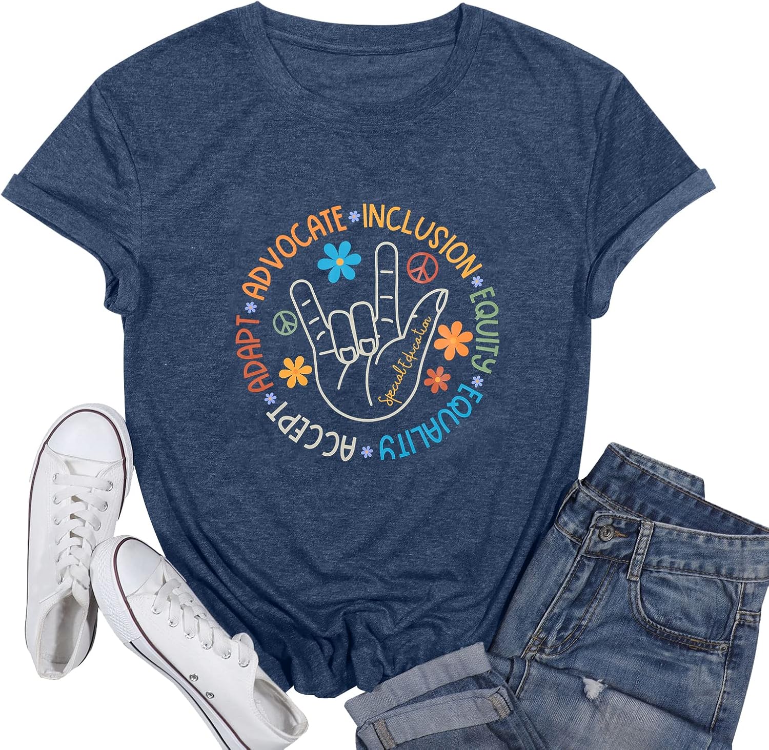 Autism Awareness Shirt Women Special Education Teacher T-Shirt Inspirational Graphic Tee Casual Top