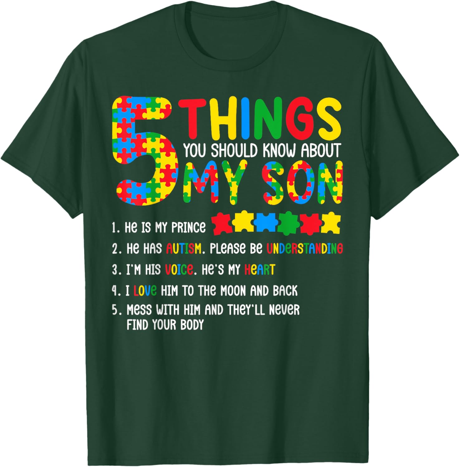 Autism Awareness Shirt 5 Things You Should Know About My Son