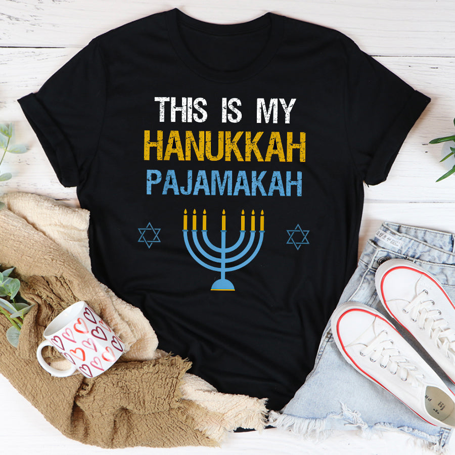 This Is My Hanukkah Pajamakah Chanukah Pajama T Shirt, Funny Hanukkah Shirts, Chanukah Gifts