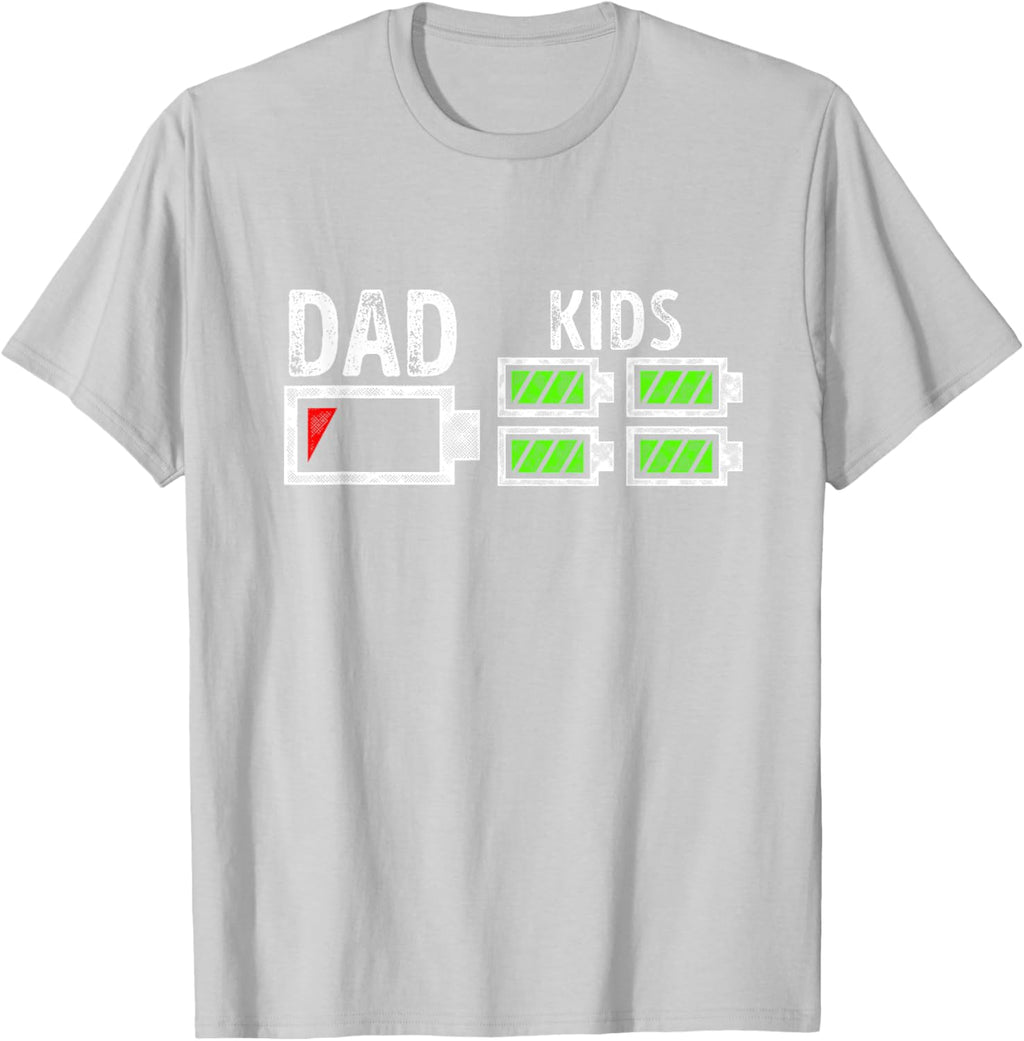 Dad of Four Low Battery Funny Father of 4 Kids Dad