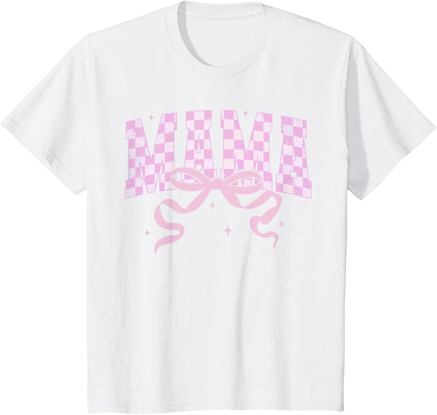 Retro Checkered Mama Coquette Mother's Day Pink Bow