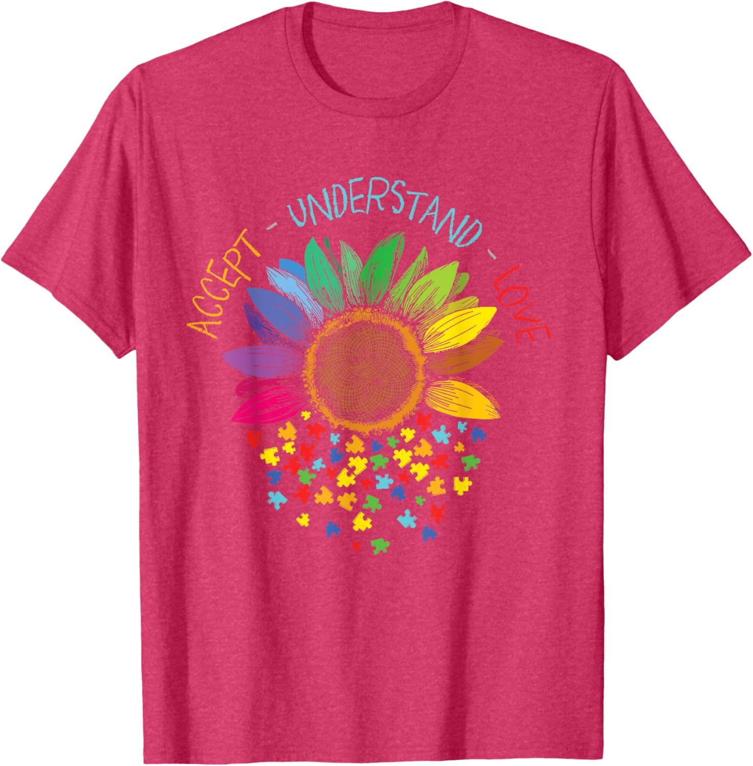 Autism Awareness Accept Understand Love ASD Rainbow Flower