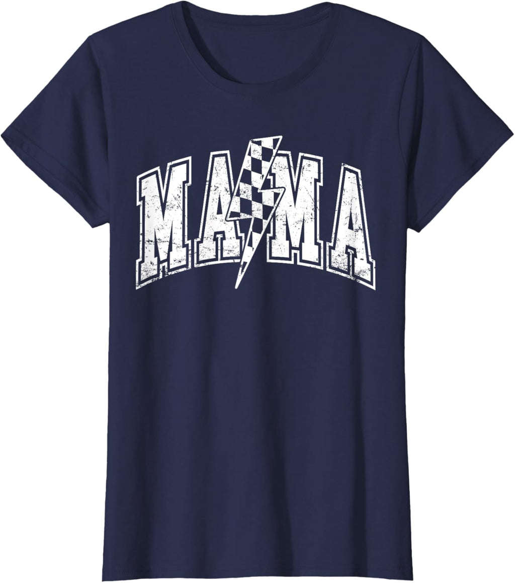 Mama Lightning Bolt Checkered Varsity Mom Women Mother's Day Mother Shirt