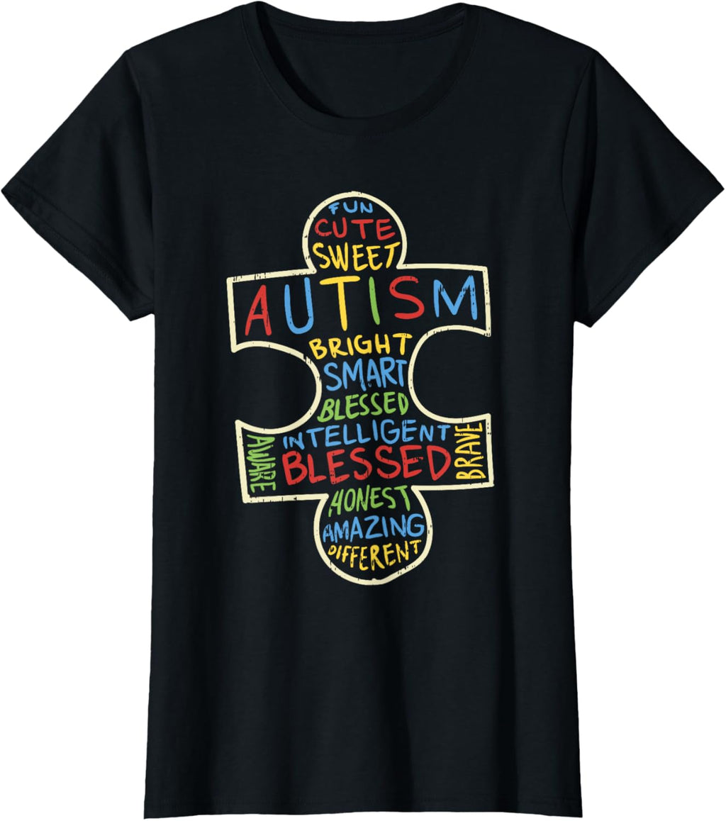 Autism Awareness Shirt Puzzle Piece Words Autistic Gift
