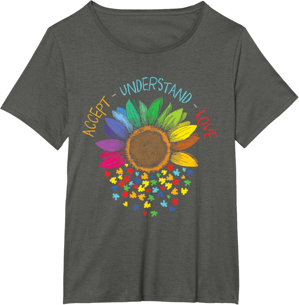Autism Awareness Accept Understand Love ASD Rainbow Flower