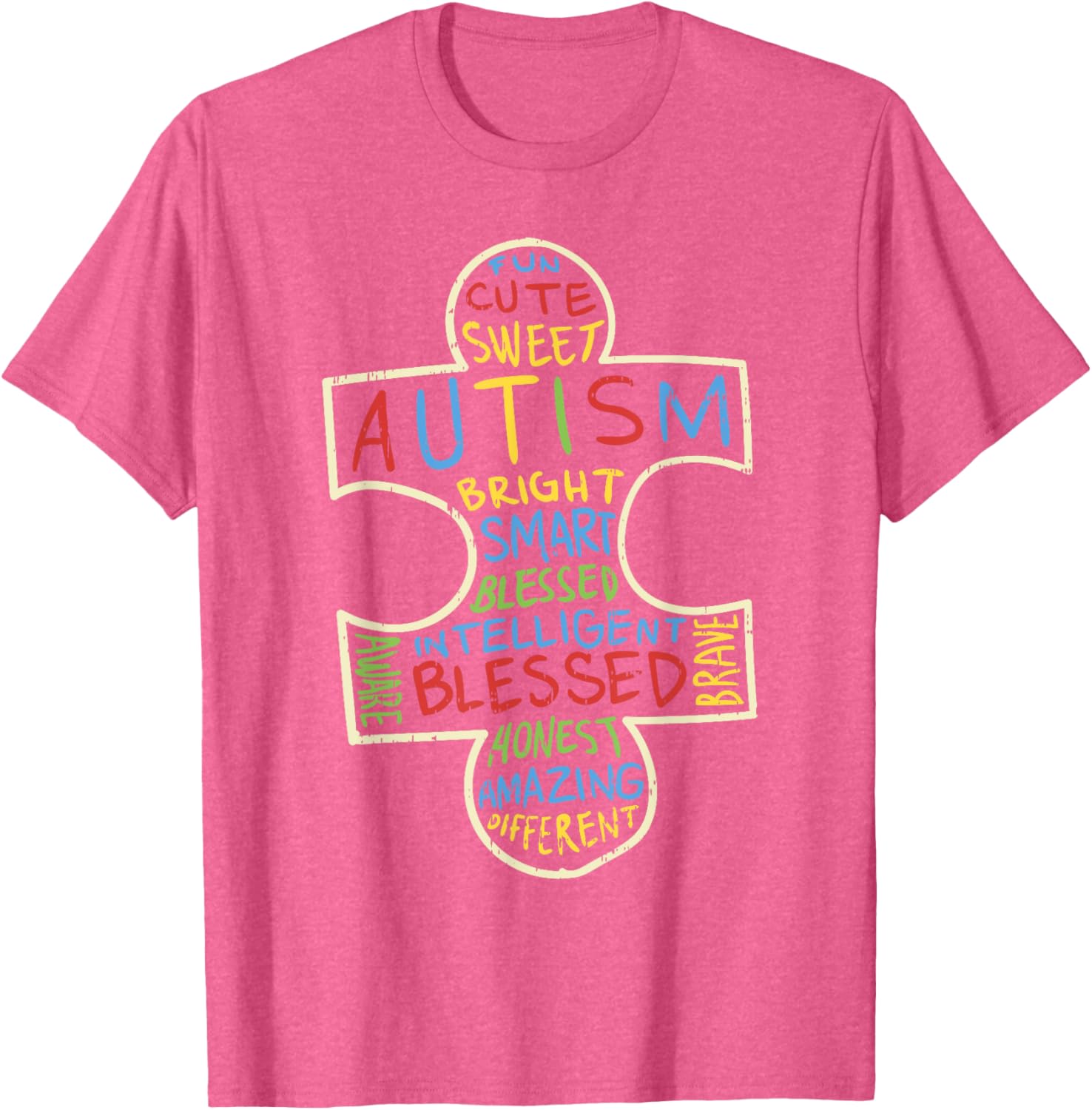 Autism Awareness Shirt Puzzle Piece Words Autistic Gift