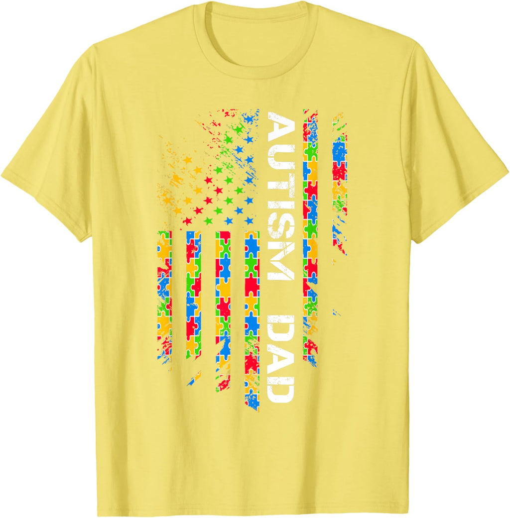 Autism Dad Awareness American Flag USA