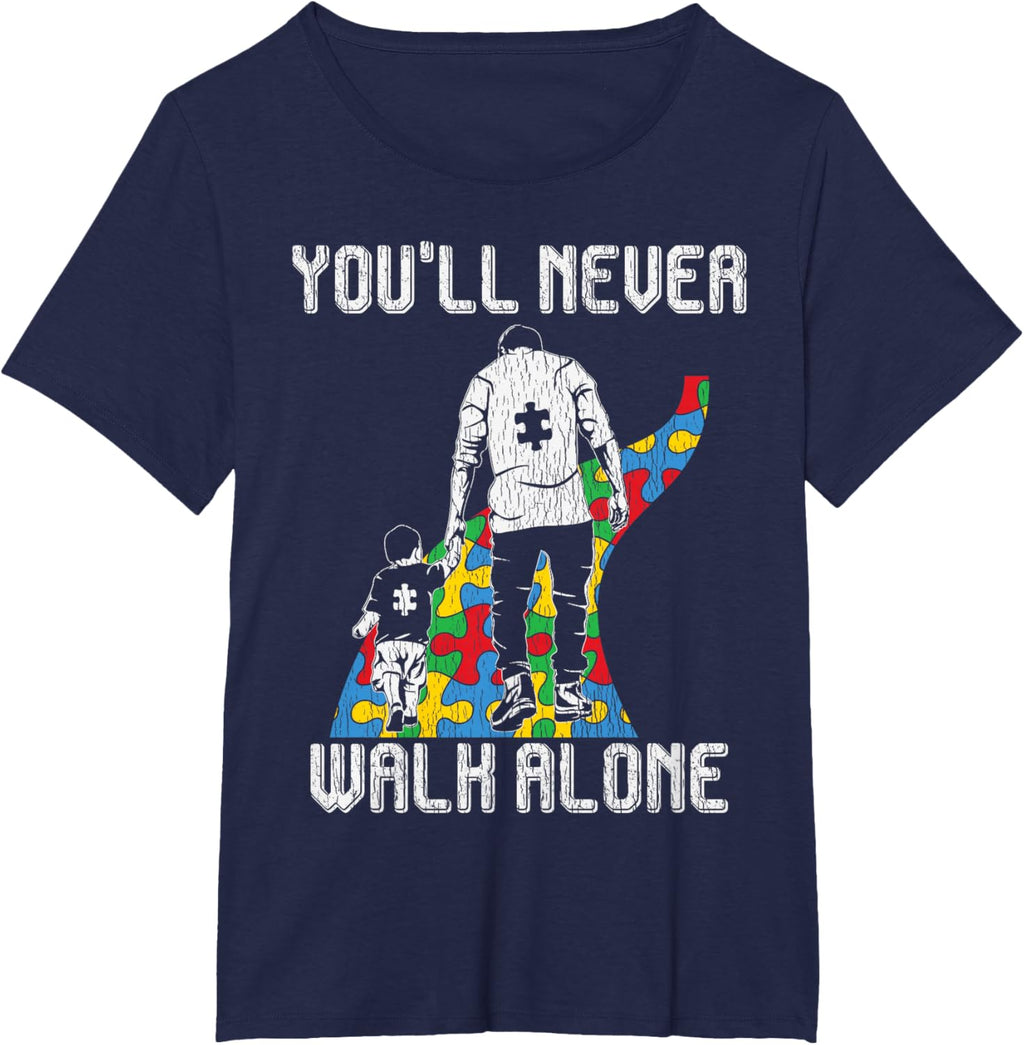 Vintage Father Son Family Autistic Kids Autism Awareness Dad