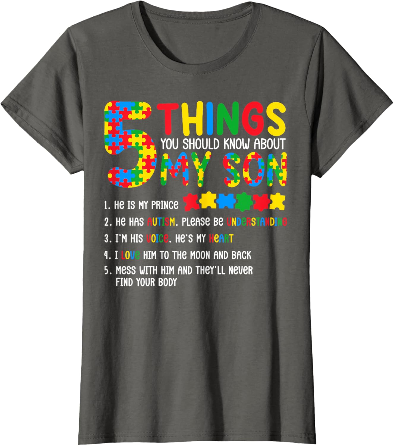 Autism Awareness Shirt 5 Things You Should Know About My Son