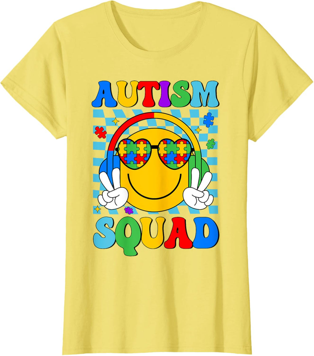Autism Awareness Autism Squad Support Smile Face Women Men