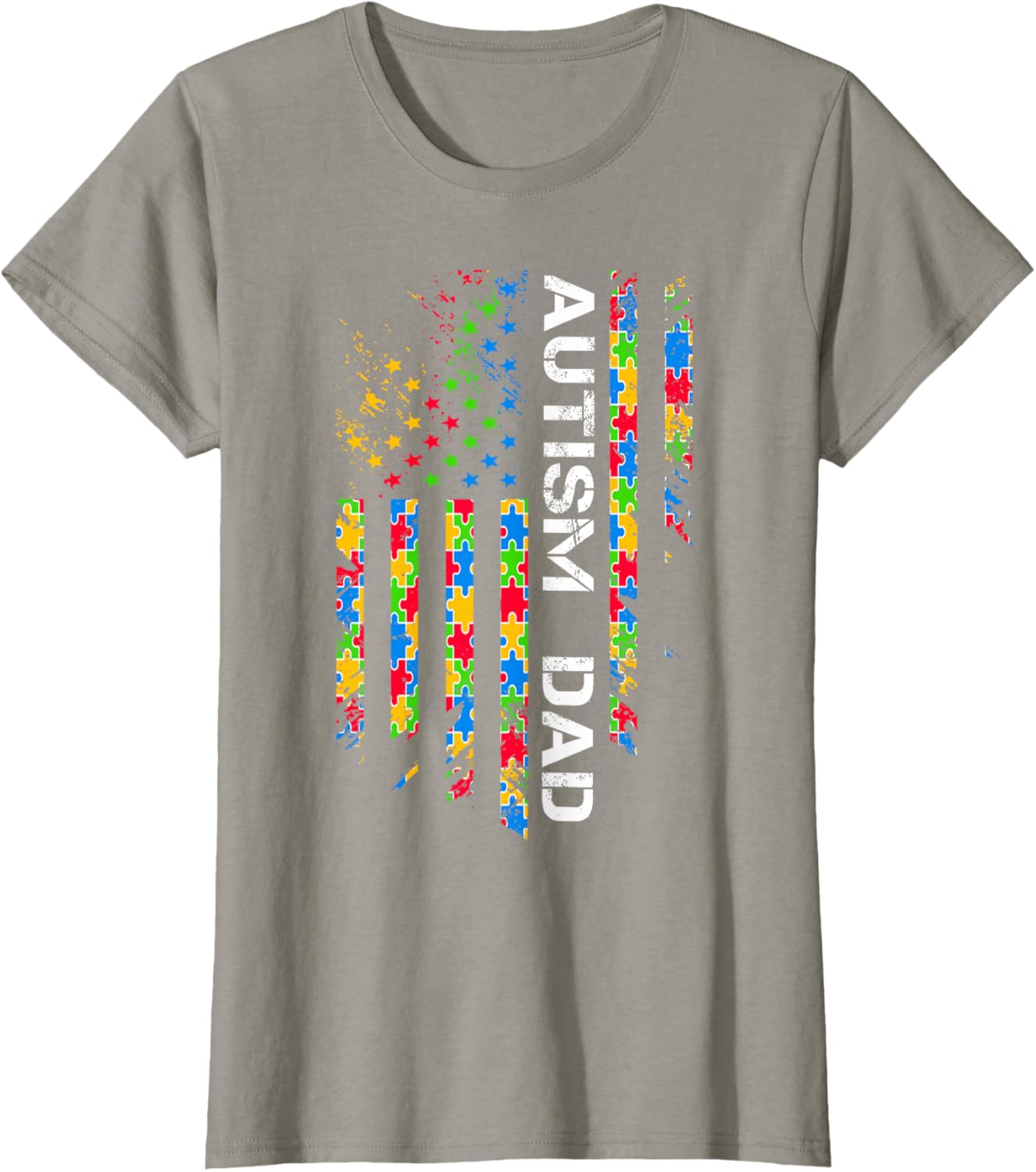 Autism Dad Awareness American Flag USA