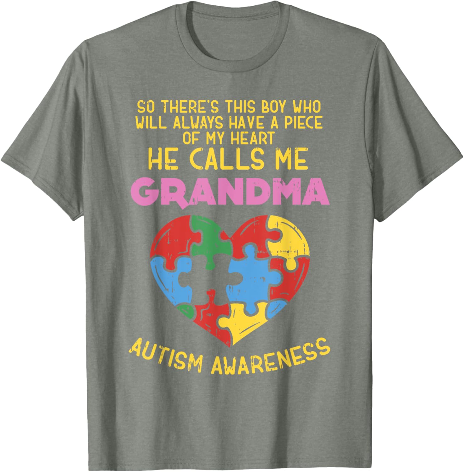 Grandma Autism Awareness Shirt Austistic Boy Piece My Heart