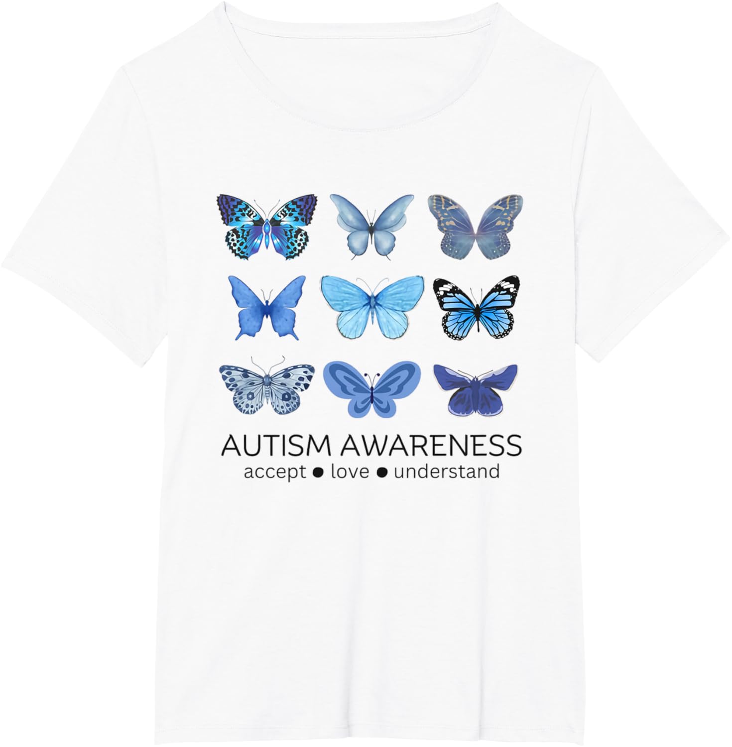 Women In April We Wear Blue Butterfly Autism Mental Health