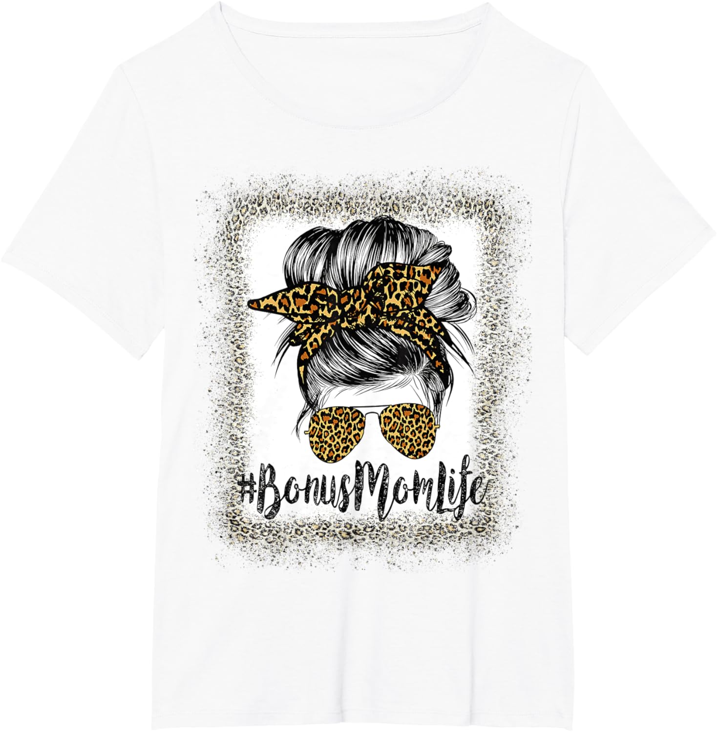 Bonus Mom Life Hair Bandana Glasses Leopard Mother's Day T