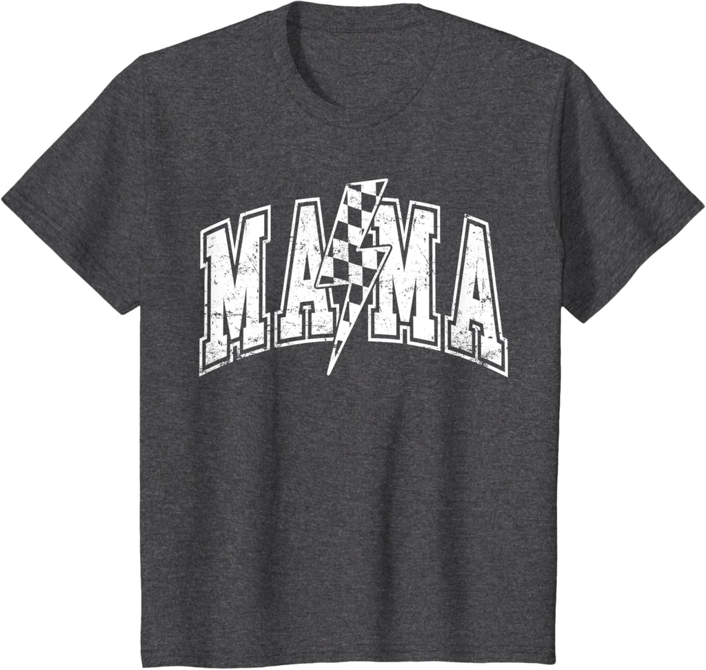 Mama Lightning Bolt Checkered Varsity Mom Women Mother's Day Mother Shirt