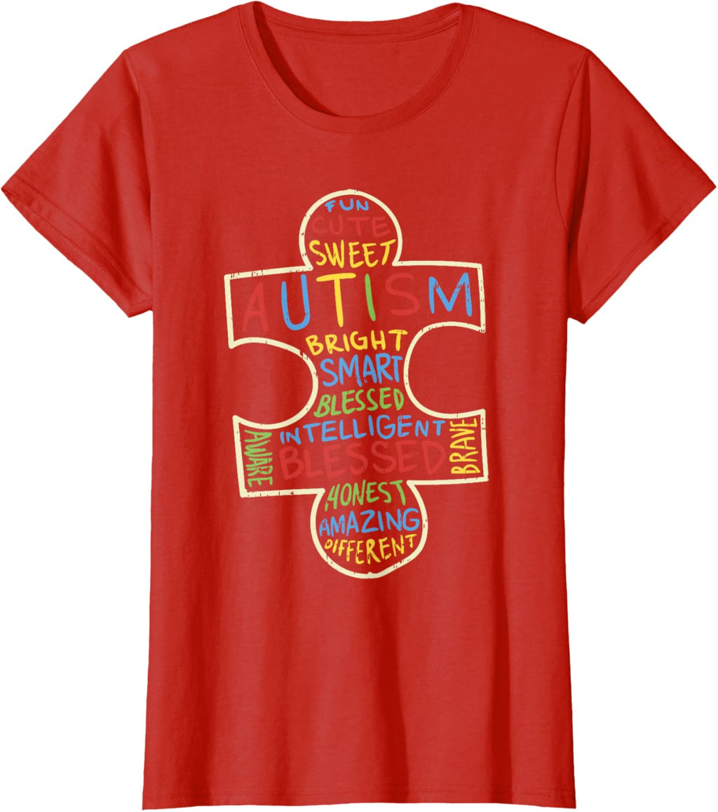 Autism Awareness Shirt Puzzle Piece Words Autistic Gift