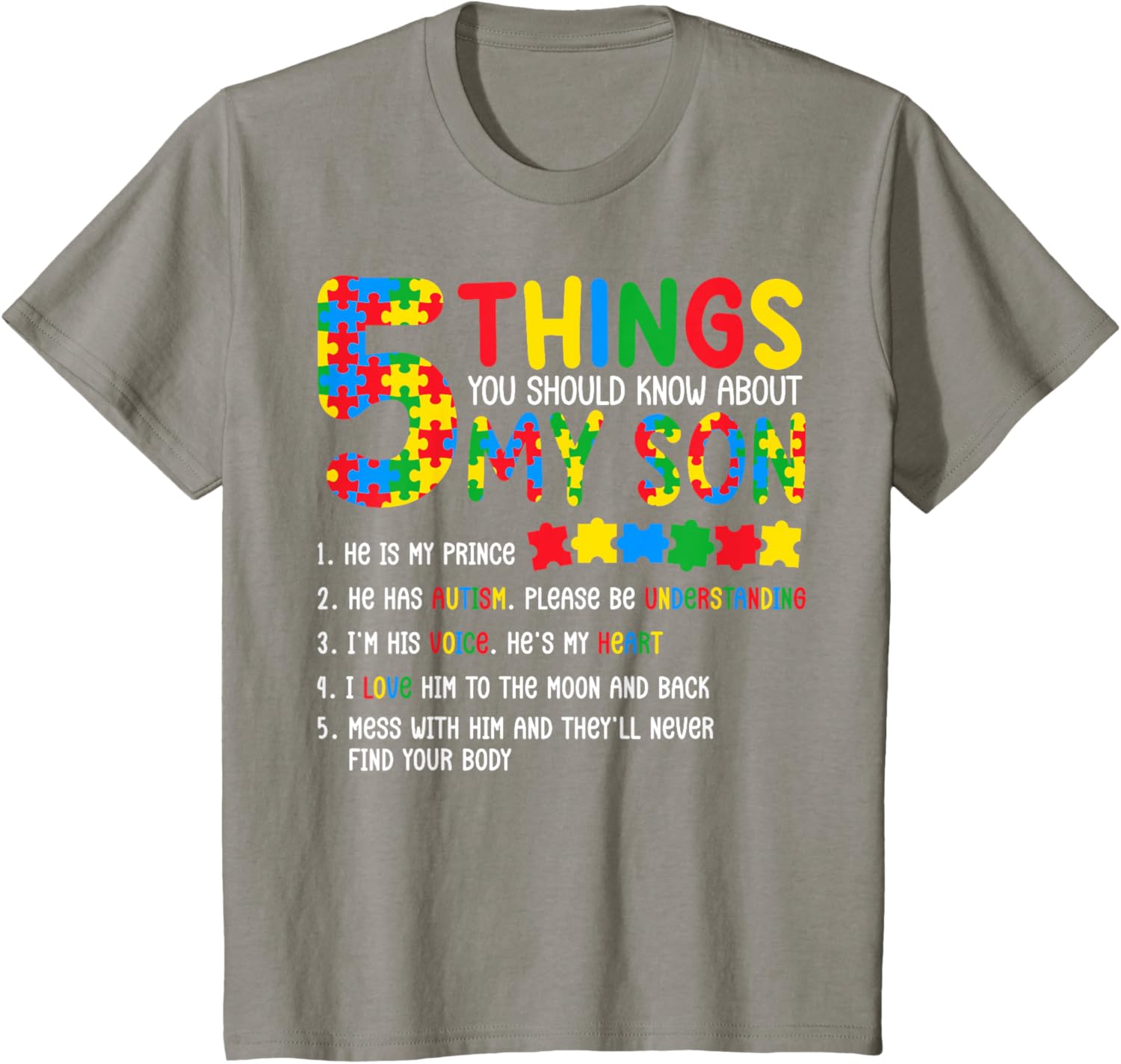 Autism Awareness Shirt 5 Things You Should Know About My Son