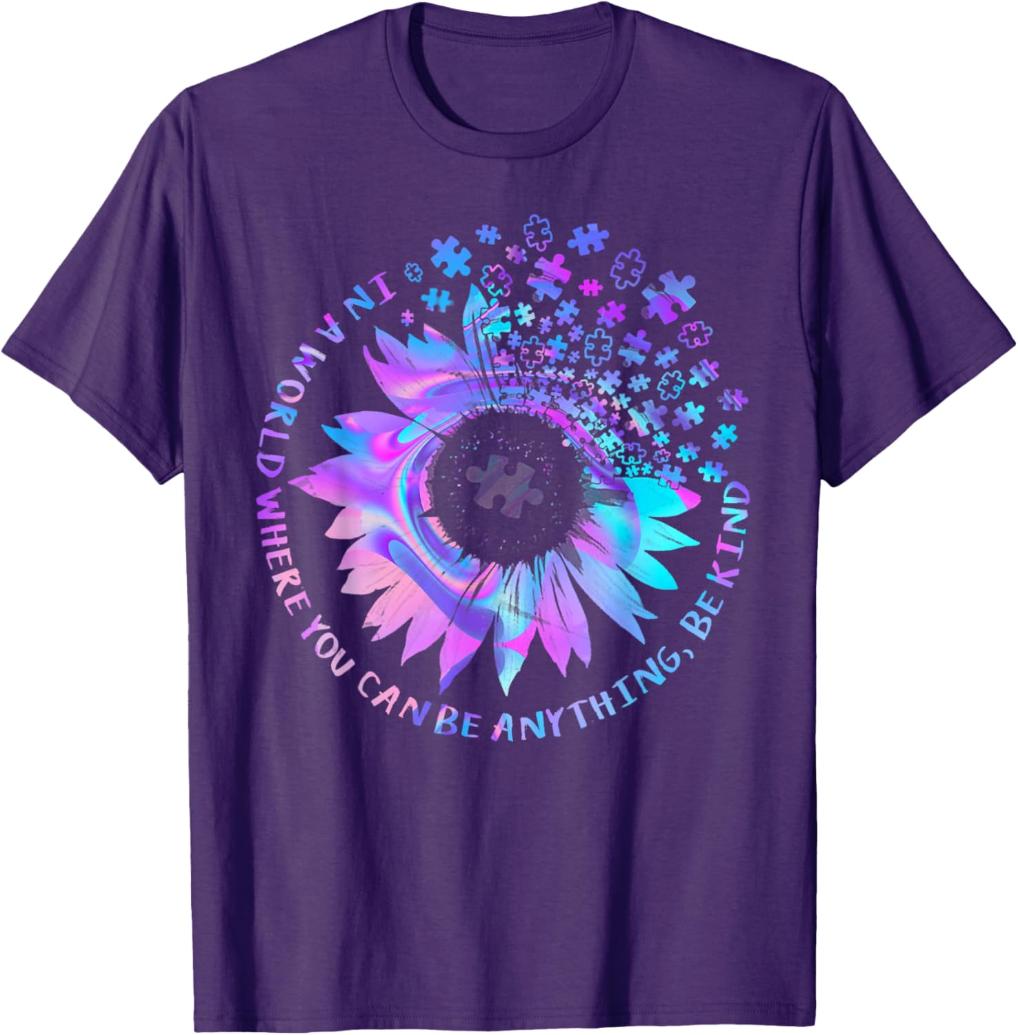 Be Kind Autism Awareness Kindness Sunflower Tie Dye Puzzle