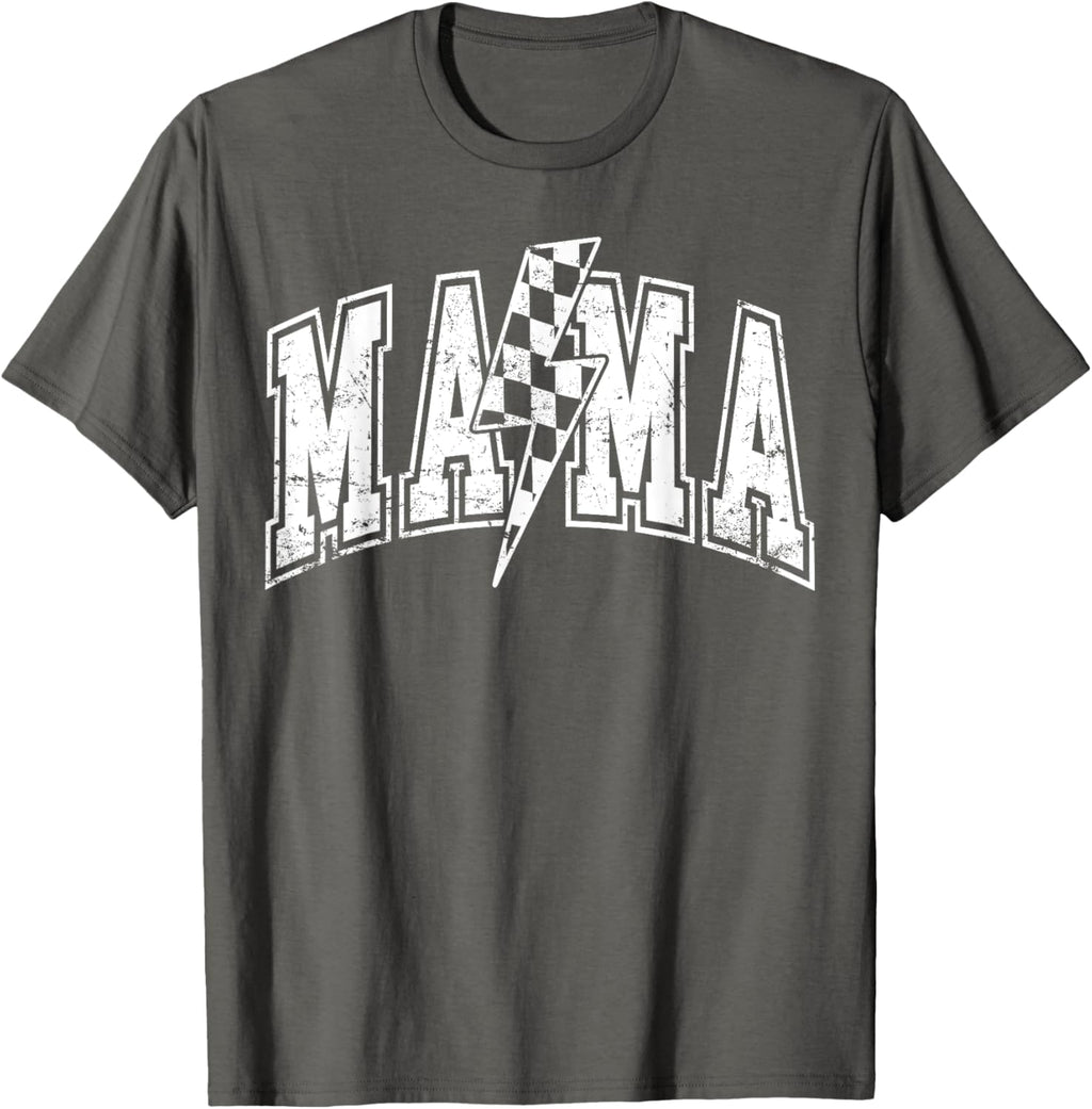 Mama Lightning Bolt Checkered Varsity Mom Women Mother's Day Mother Shirt