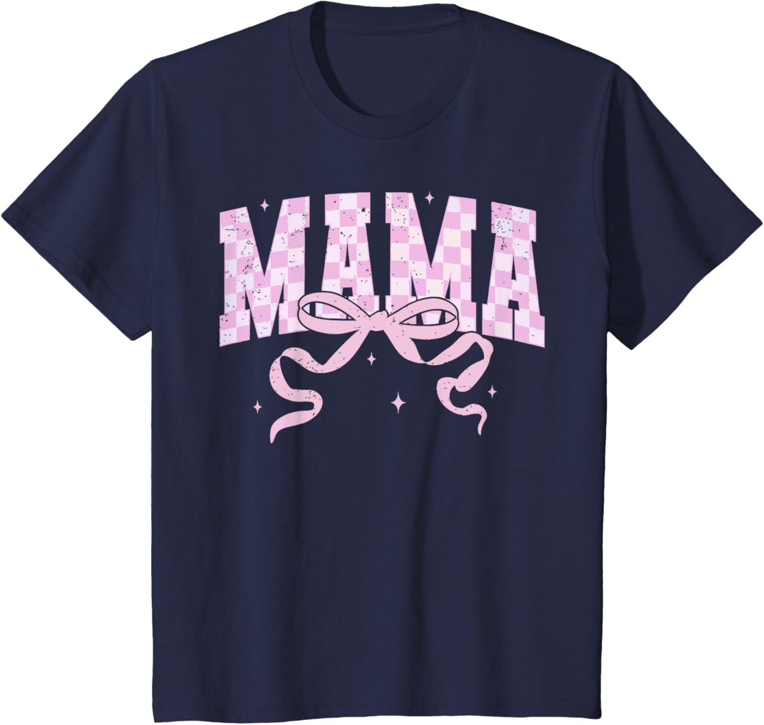 Retro Checkered Mama Coquette Mother's Day Pink Bow