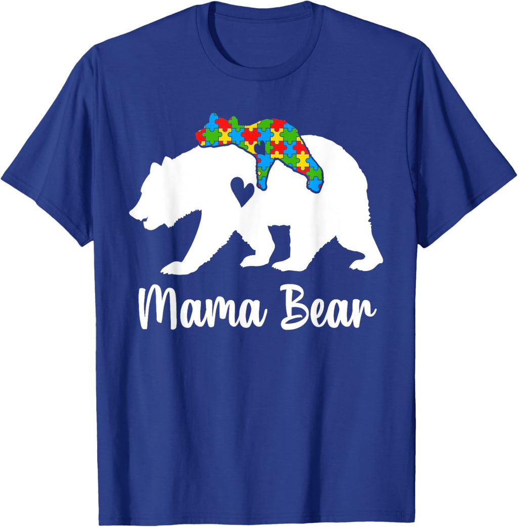 Mama Bear Love Support Autism Awareness Bear Family
