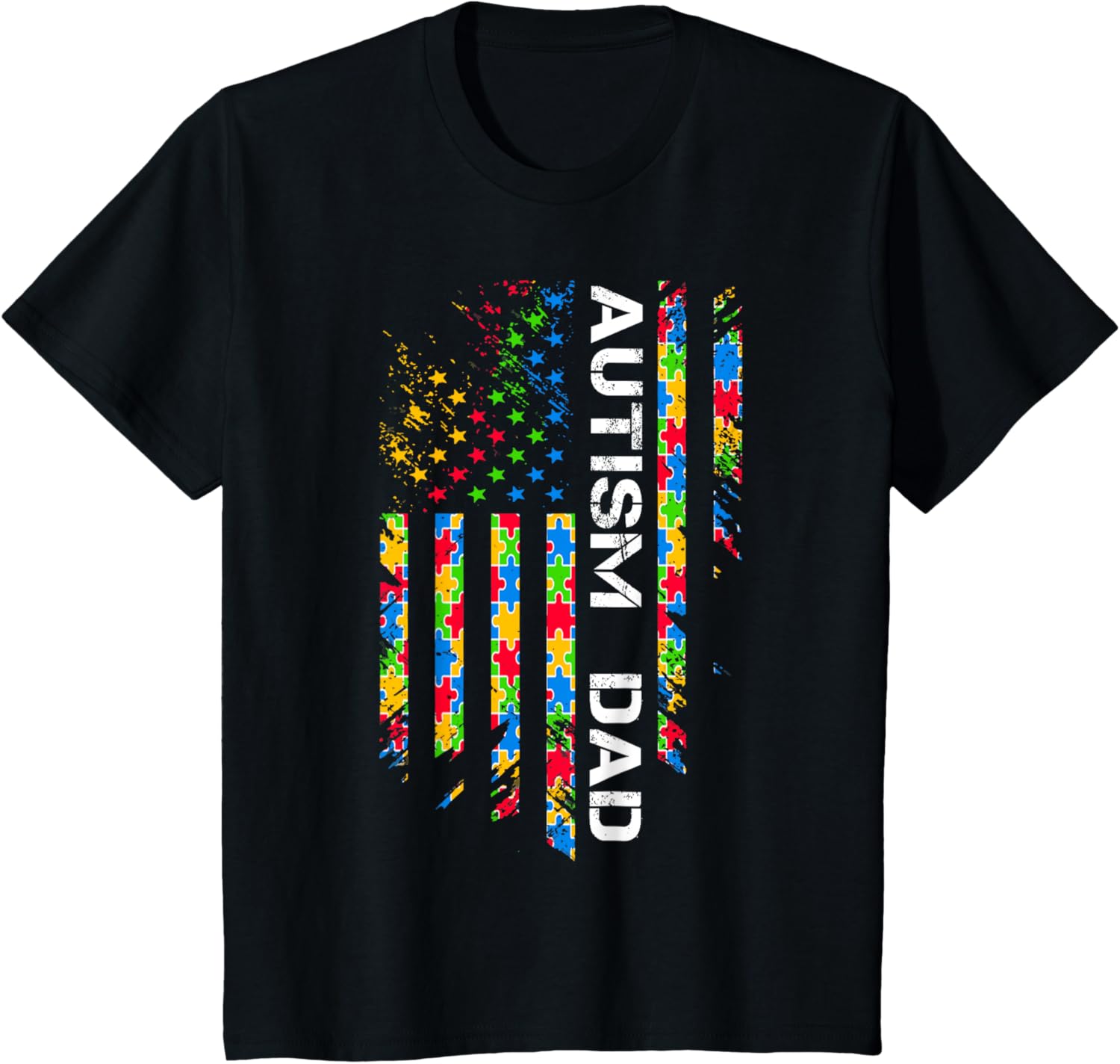 Autism Dad Awareness American Flag USA