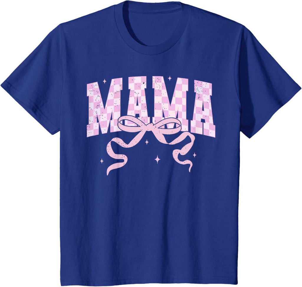 Retro Checkered Mama Coquette Mother's Day Pink Bow