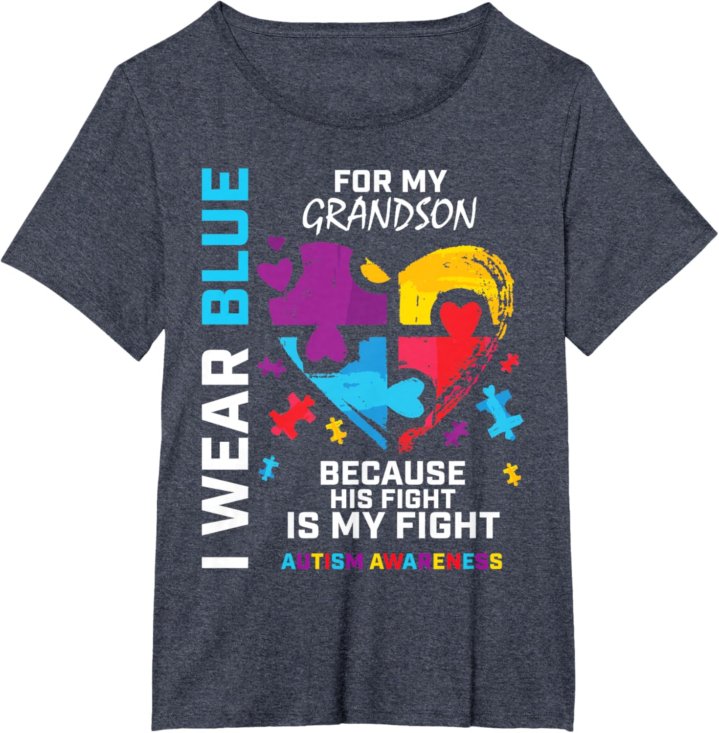 Grandma Grandpa I Wear Blue For My Grandson Autism Awareness
