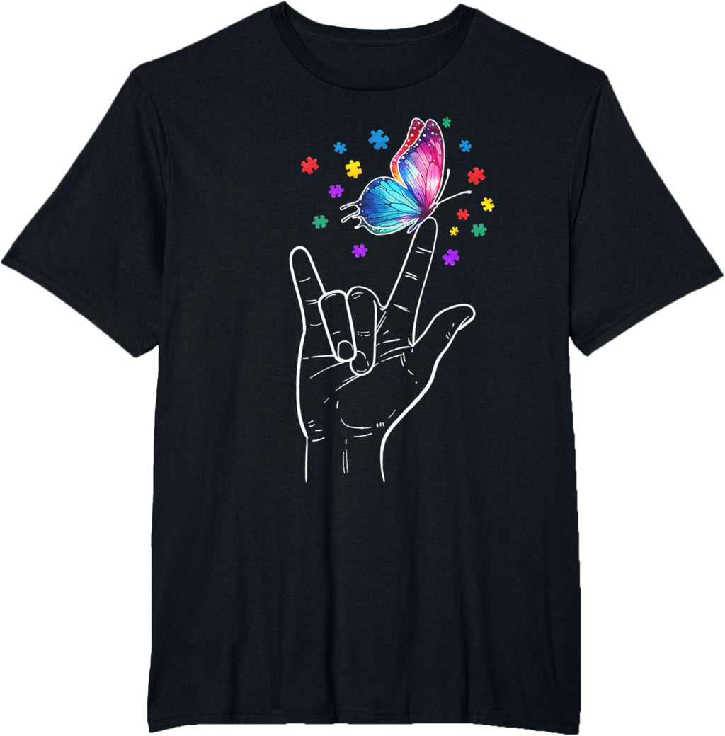 I Love You Hand Sign Language Butterfly Autism Awareness